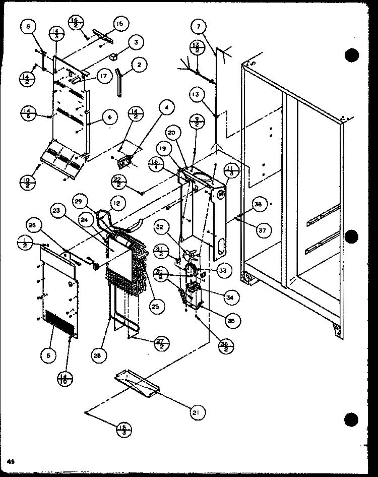 EVAP AND AIR HANDLING Diagram and Parts List for SCDT22H P7836011W Amana Refrigerator