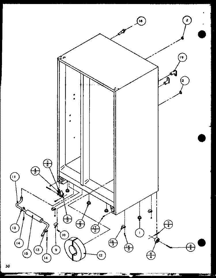 DRAIN AND ROLLERS Diagram and Parts List for SCDT22H P7836011W Amana Refrigerator