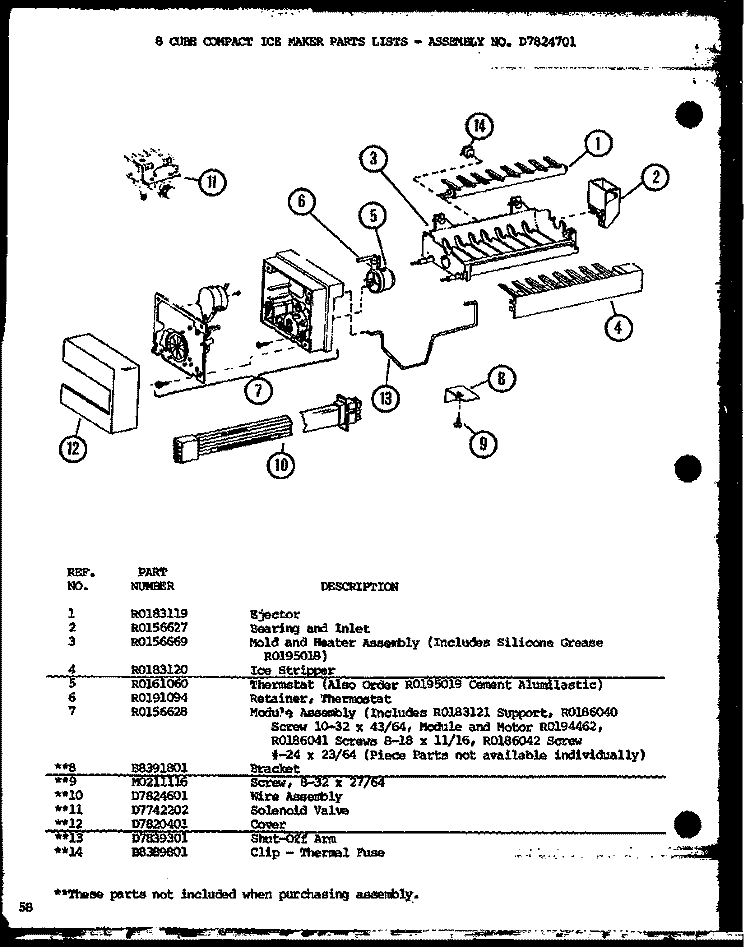 8 CUBE COMPACT ICE MAKER Diagram and Parts List for SCDT22H P7836011W Amana Refrigerator