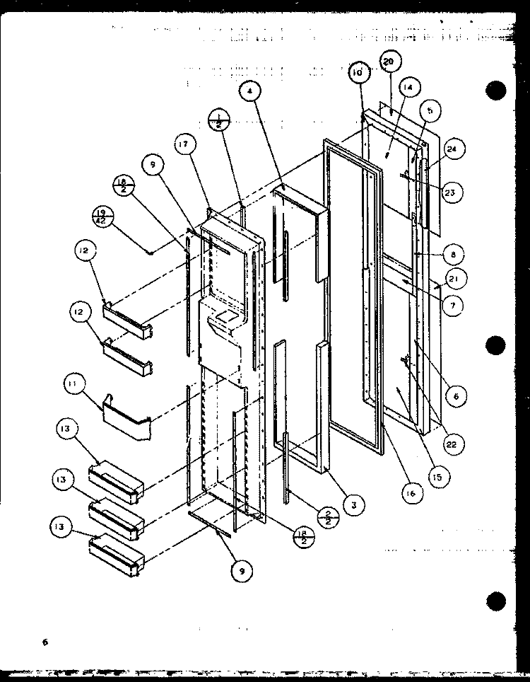 FZ DOOR Diagram and Parts List for SXDT22H P7836012W Amana Refrigerator