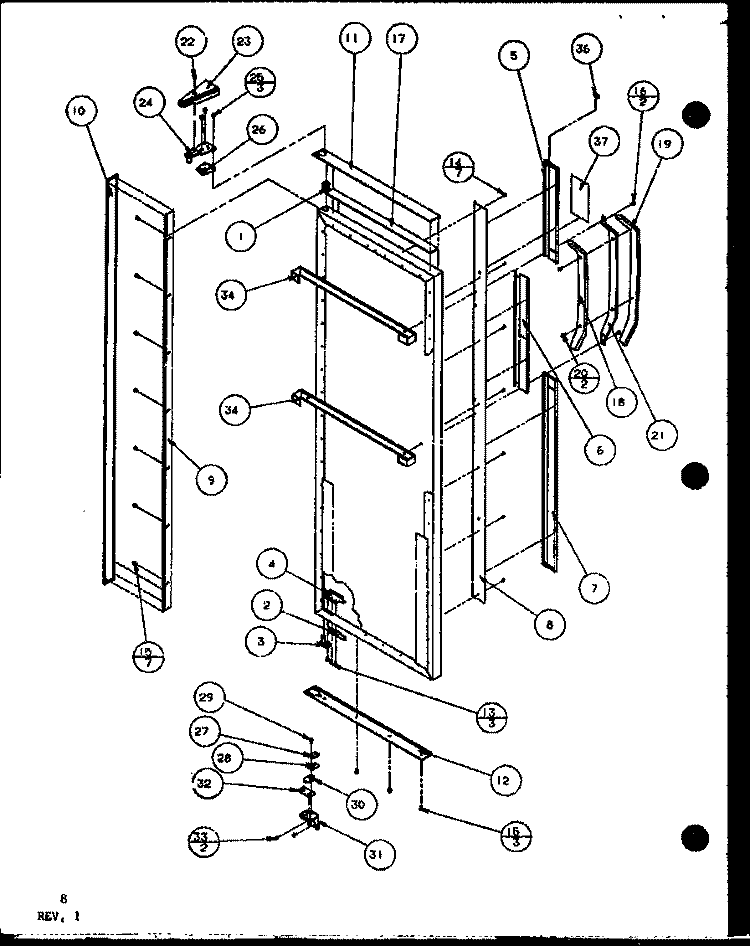 REF DOOR Diagram and Parts List for SXDT22H P7836012W Amana Refrigerator