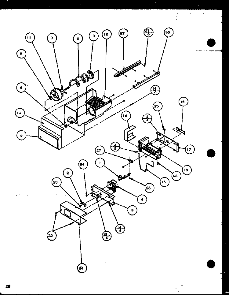 ICE BUCKET AND ICE MAKER Diagram and Parts List for SXDT22H P7836012W Amana Refrigerator