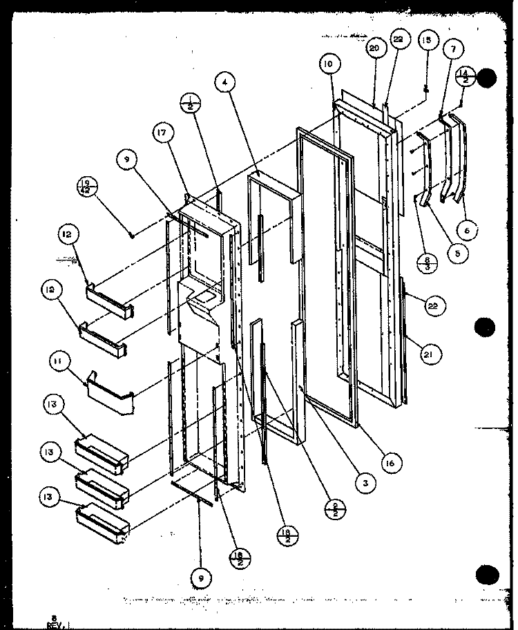 FZ DOOR Diagram and Parts List for SXD22M2L P1155002W L Amana Refrigerator