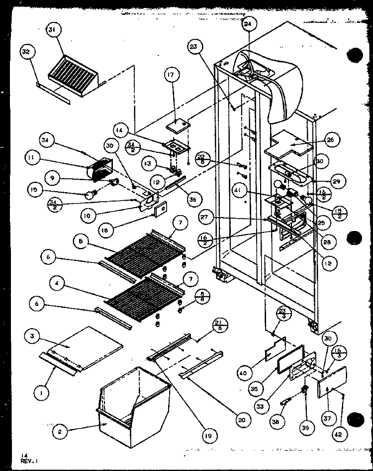 FZ SHELVING AND REF LIGHT Diagram and Parts List for SXD22M2L P1155002W L Amana Refrigerator