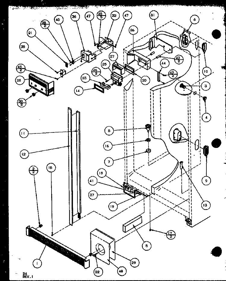 REF / FZ CONTROLS AND CABINET PARTS Diagram and Parts List for SXD22M2L P1155002W L Amana Refrigerator