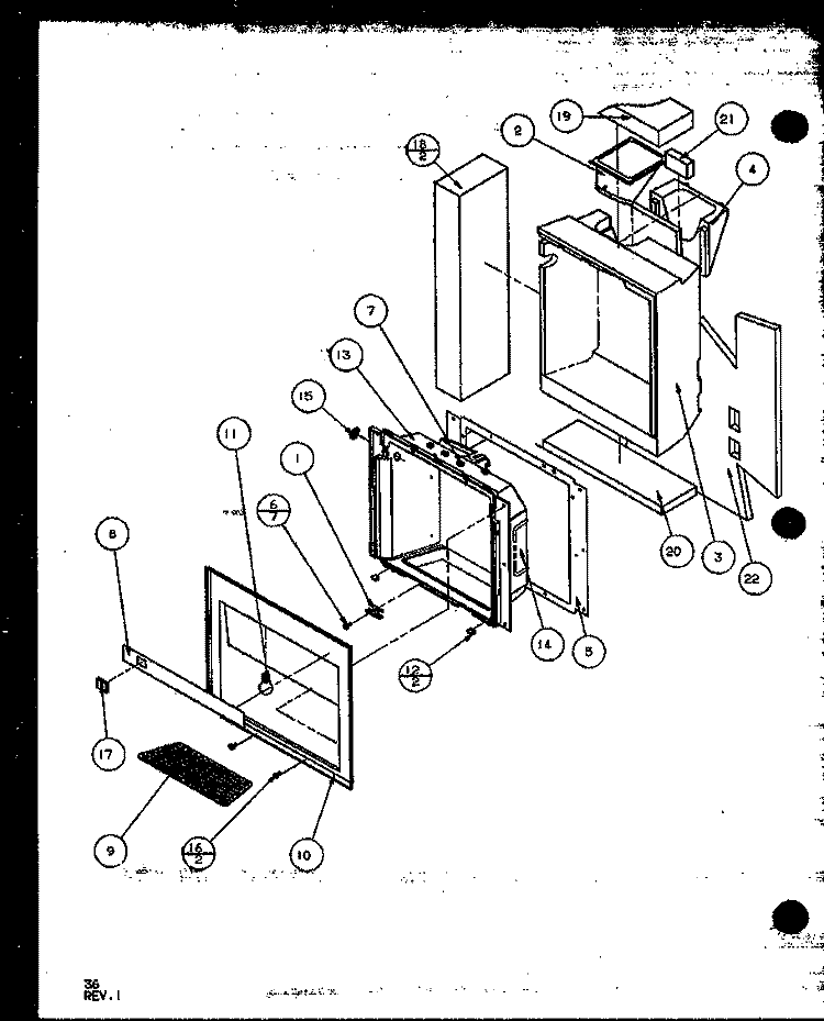 ICE AND WATER CAVITY Diagram and Parts List for SXD22M2L P1155002W L Amana Refrigerator