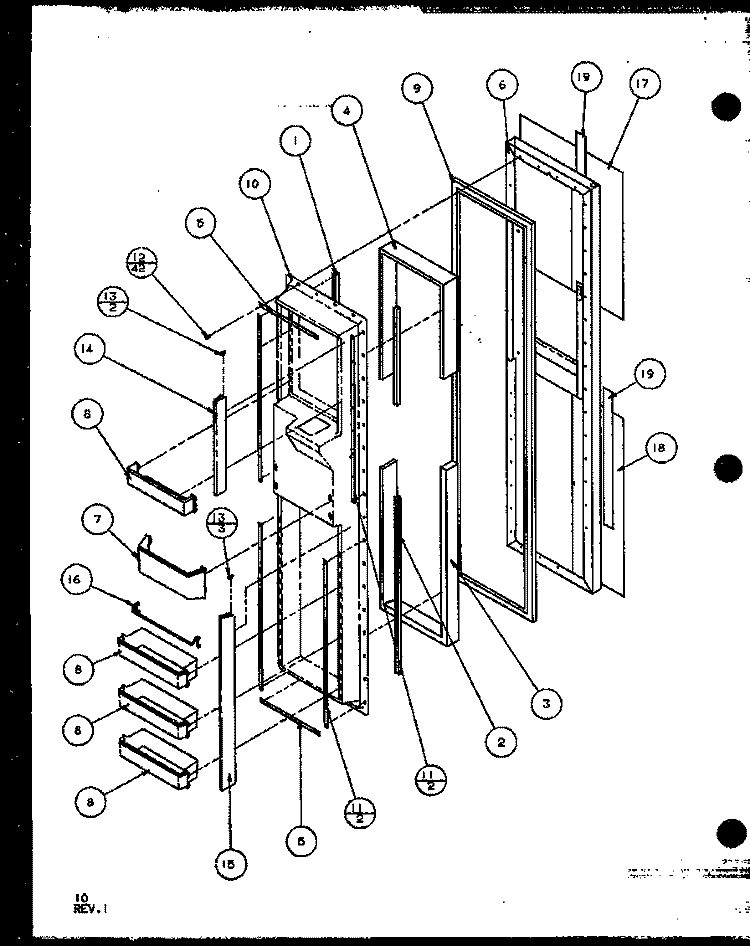 FZ DOOR Diagram and Parts List for 36051 P1122003W W Litton Refrigerator