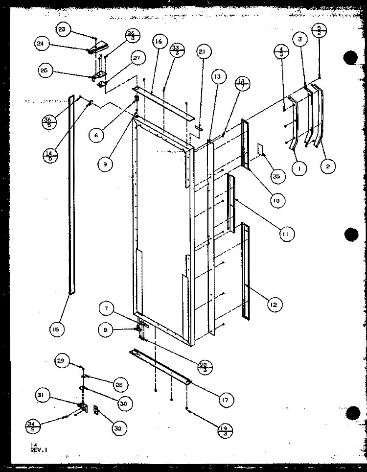 REF DOOR Diagram and Parts List for 36051 P1122003W W Litton Refrigerator