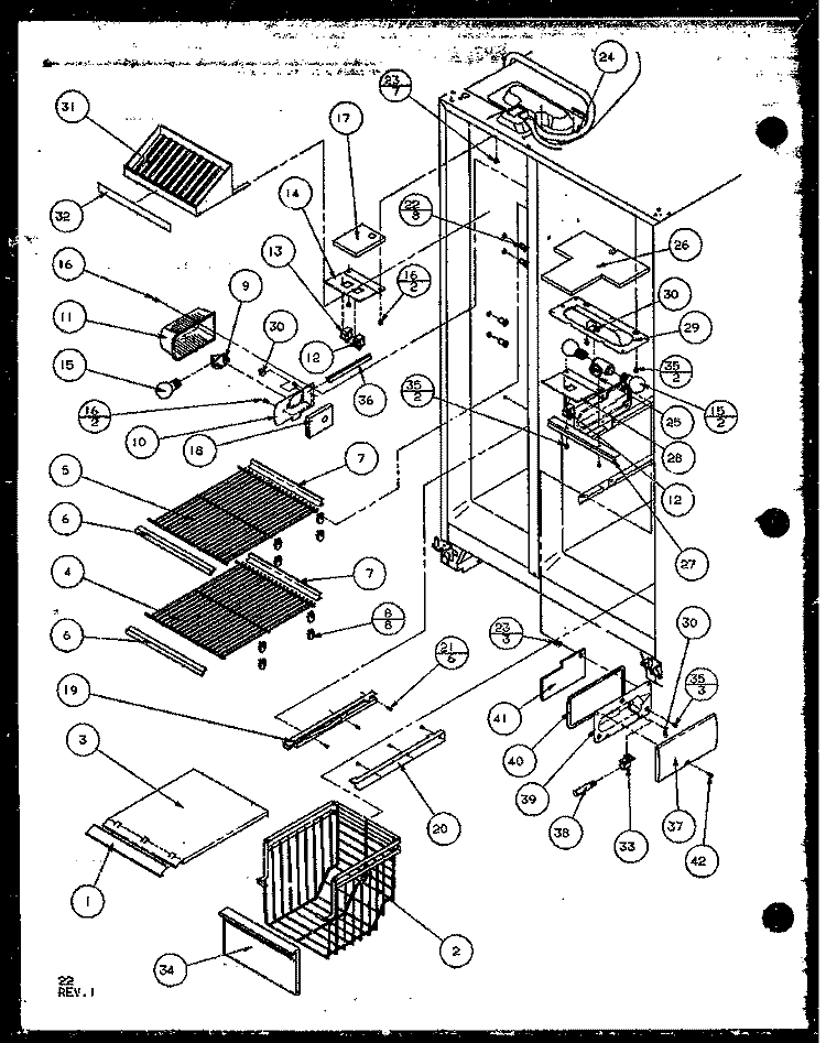 FZ SHELVING AND REF LIGHT Diagram and Parts List for 36051 P1122003W W Litton Refrigerator
