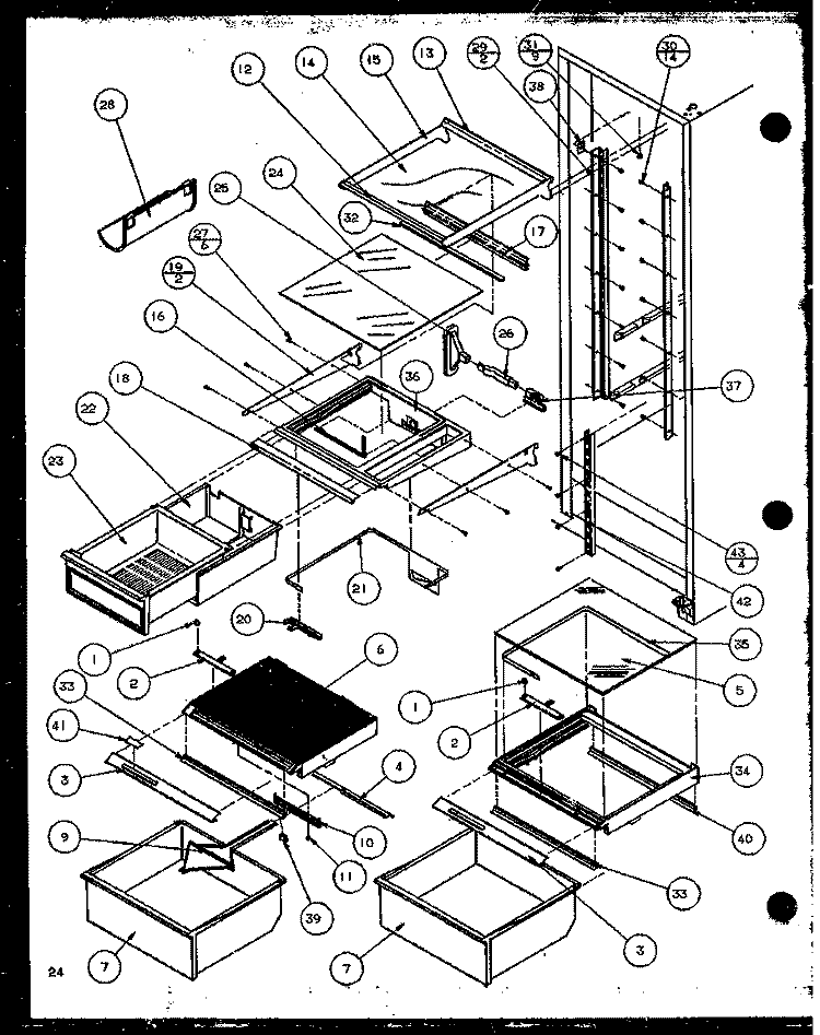 REF SHELVING AND DRAWERS Diagram and Parts List for 36051 P1122003W W Litton Refrigerator