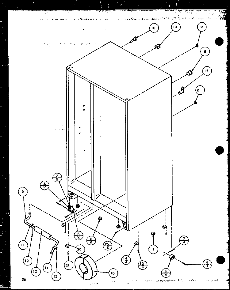 DRAIN AND ROLLERS Diagram and Parts List for 36051 P1122003W W Litton Refrigerator