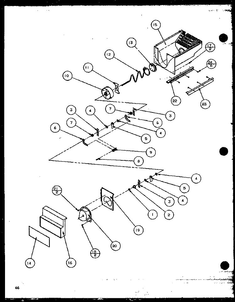 CRUSHED ICE BUCKET Diagram and Parts List for 36051 P1122003W W Litton Refrigerator