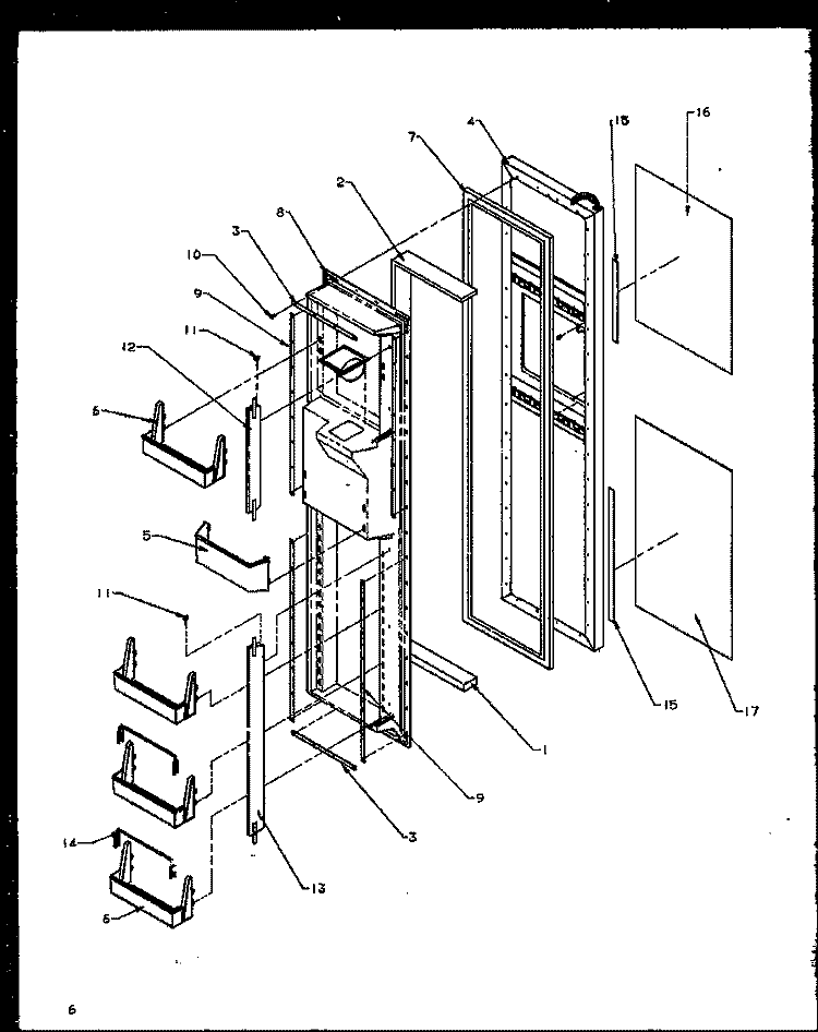 FZ DOOR Diagram and Parts List for SXD20NE P1162504W E Amana Refrigerator