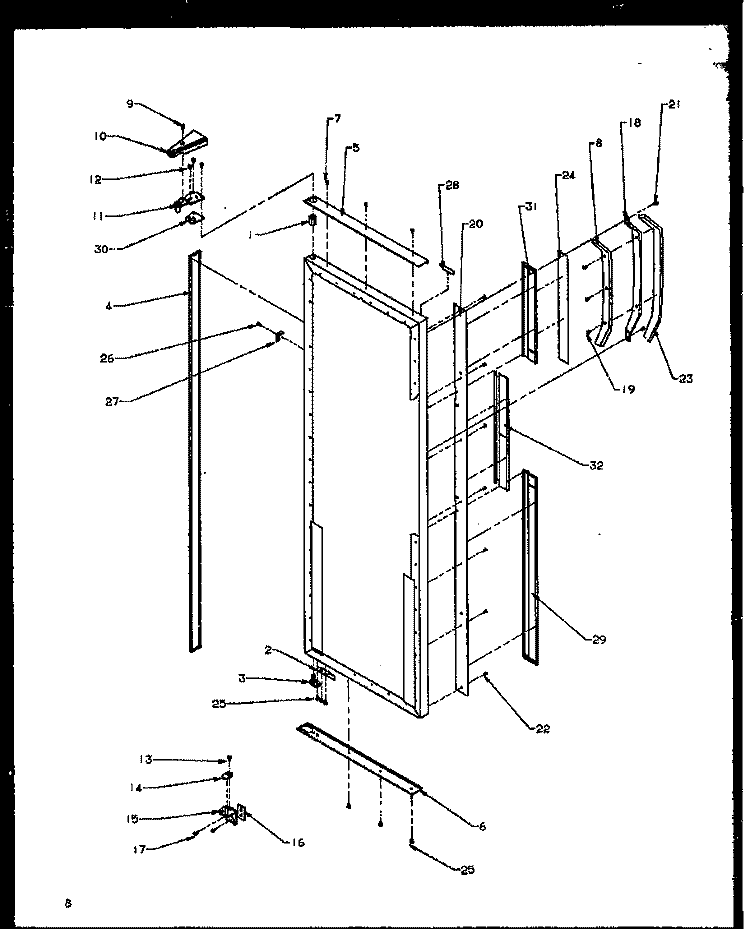 REF DOOR HINGE AND TRIM PARTS Diagram and Parts List for SXD20NE P1162504W E Amana Refrigerator