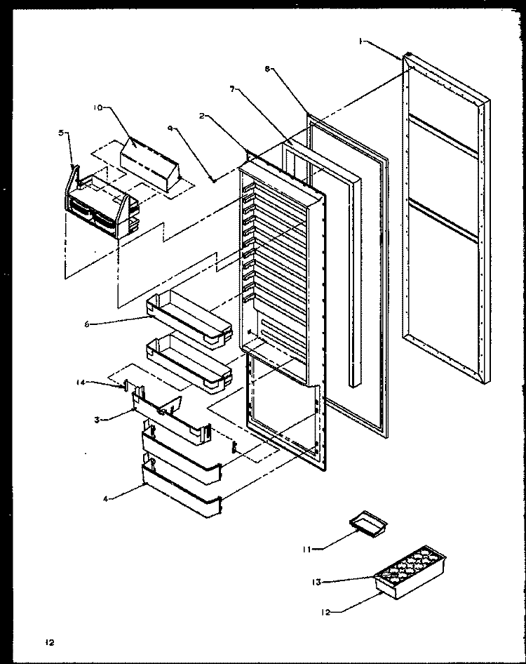 REF DOOR Diagram and Parts List for SQD20NL P1162507W L Amana Refrigerator