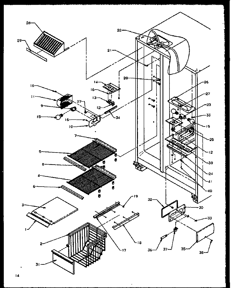 FZ SHELVING AND REF LIGHT Diagram and Parts List for SXD20NE P1162504W E Amana Refrigerator
