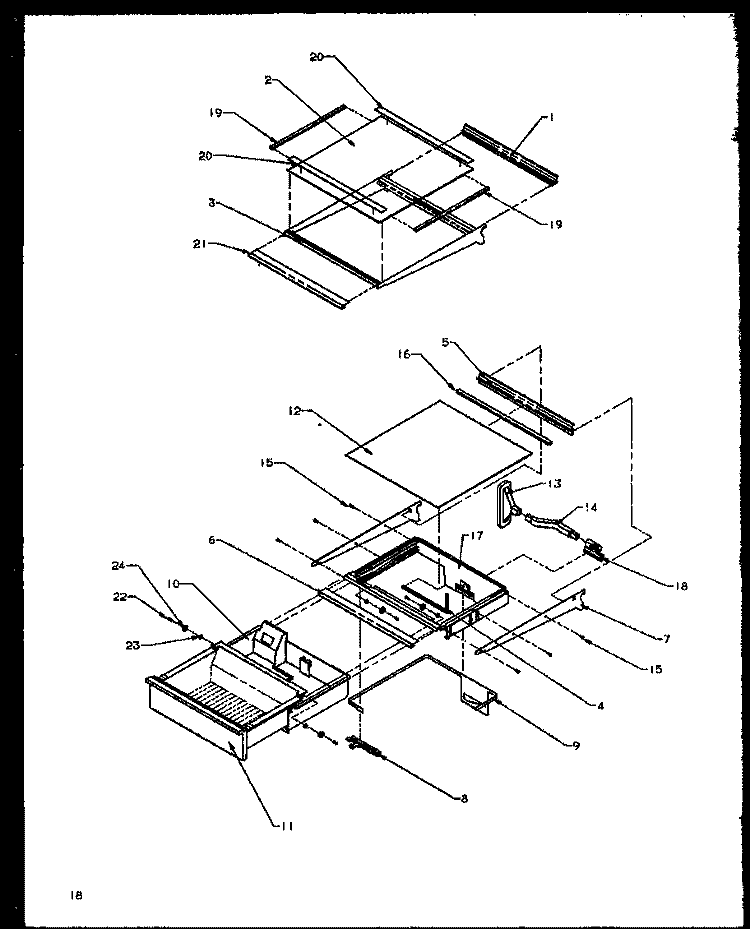 REF SHELVING AND DRAWERS Diagram and Parts List for SXD20NE P1162504W E Amana Refrigerator