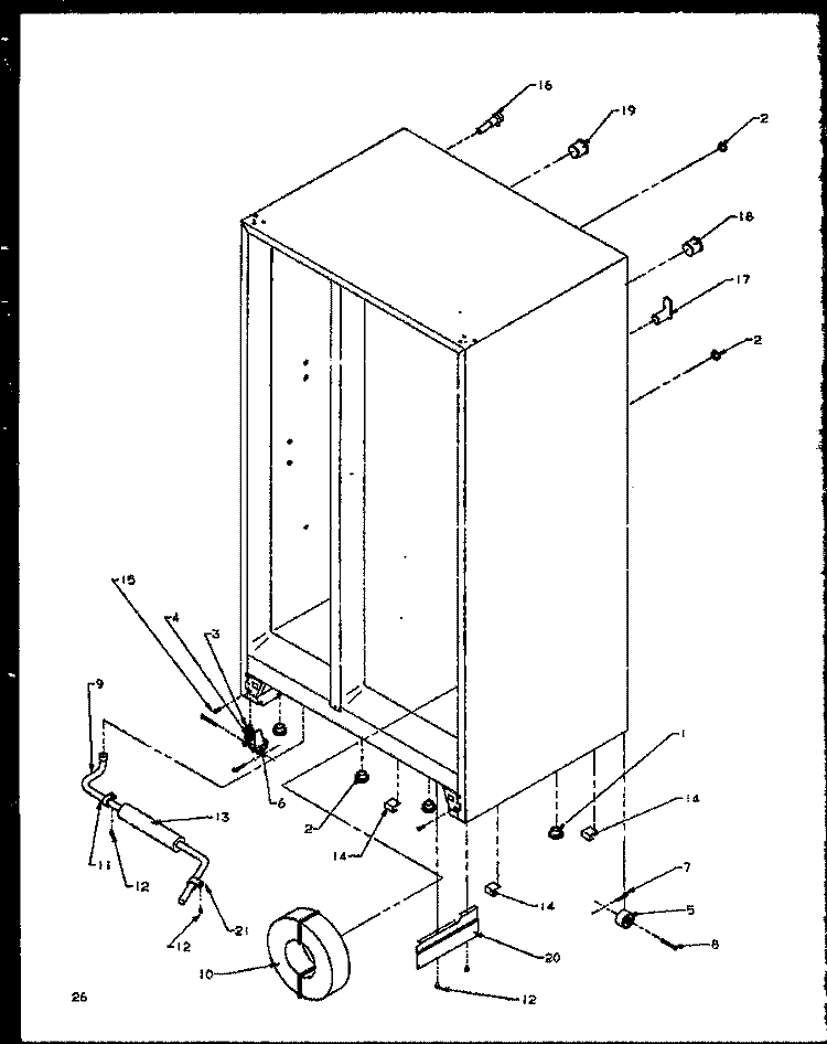 DRAIN AND ROLLERS Diagram and Parts List for SXD20NE P1162504W E Amana Refrigerator