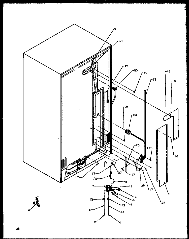 CABINET BACK Diagram and Parts List for SXD20NE P1162504W E Amana Refrigerator