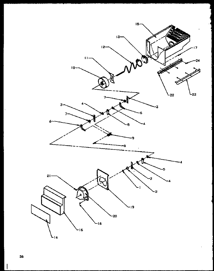 CRUSHED ICE BUCKET Diagram and Parts List for SXD20NE P1162504W E Amana Refrigerator