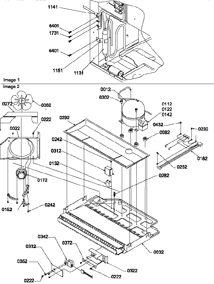 Machine Compartment Assembly Diagram and Parts List for BX21TE-P1196513WE  Amana Refrigerator