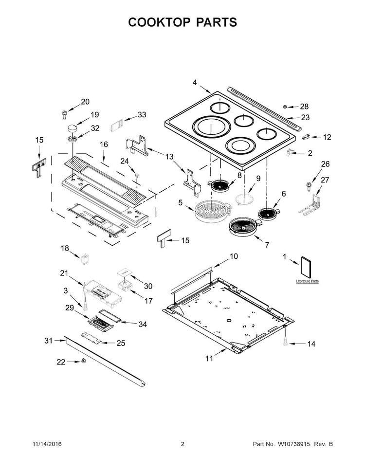 Cooktop Parts Diagram and Parts List for JES1450CDB0  Jenn-Air Range