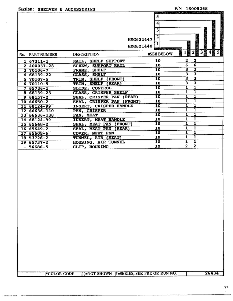 Shelves And Accessories Page 2 Diagram and Parts List for 621447  Admiral Refrigerator