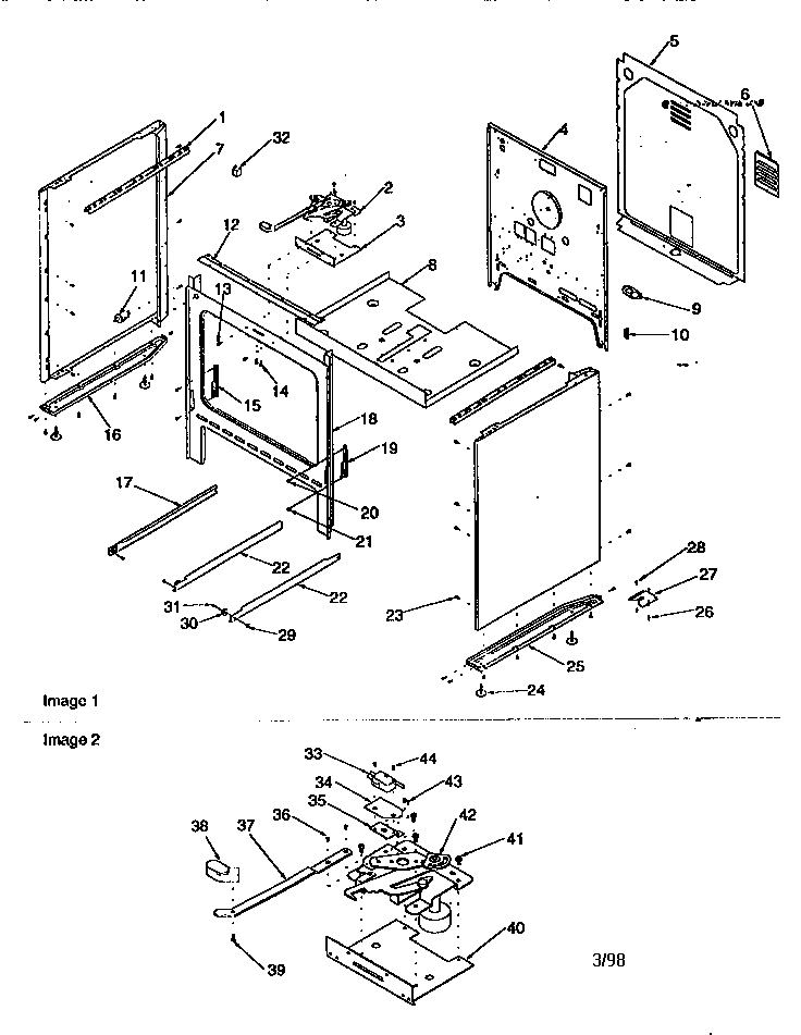 Cabinet Diagram and Parts List for ART6110LL P1143449LL Amana Range