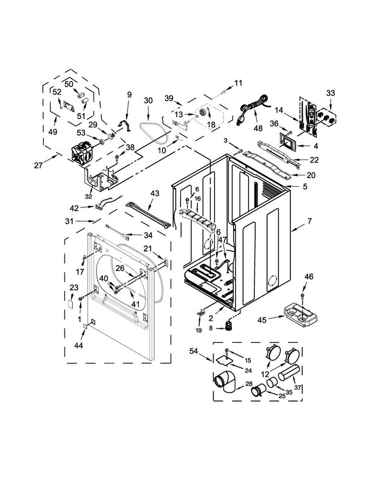 Cabinet Parts Diagram and Parts List for MGDB855DC3  Maytag Dryer