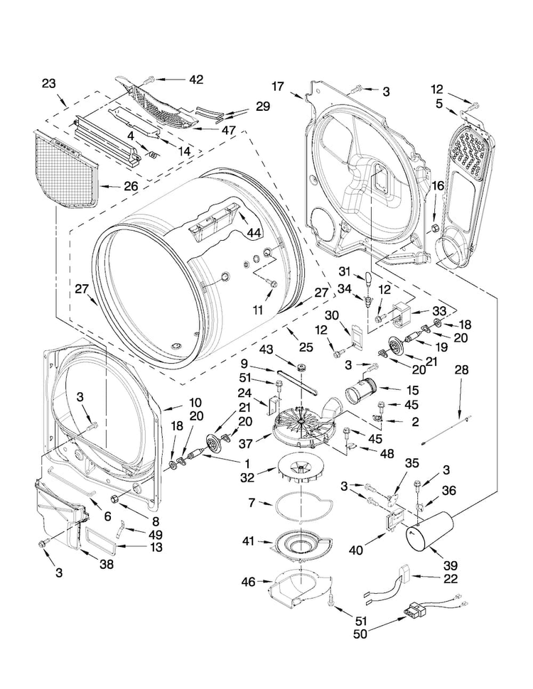 Bulkhead Parts Diagram and Parts List for MGDB750YW0  Maytag Dryer
