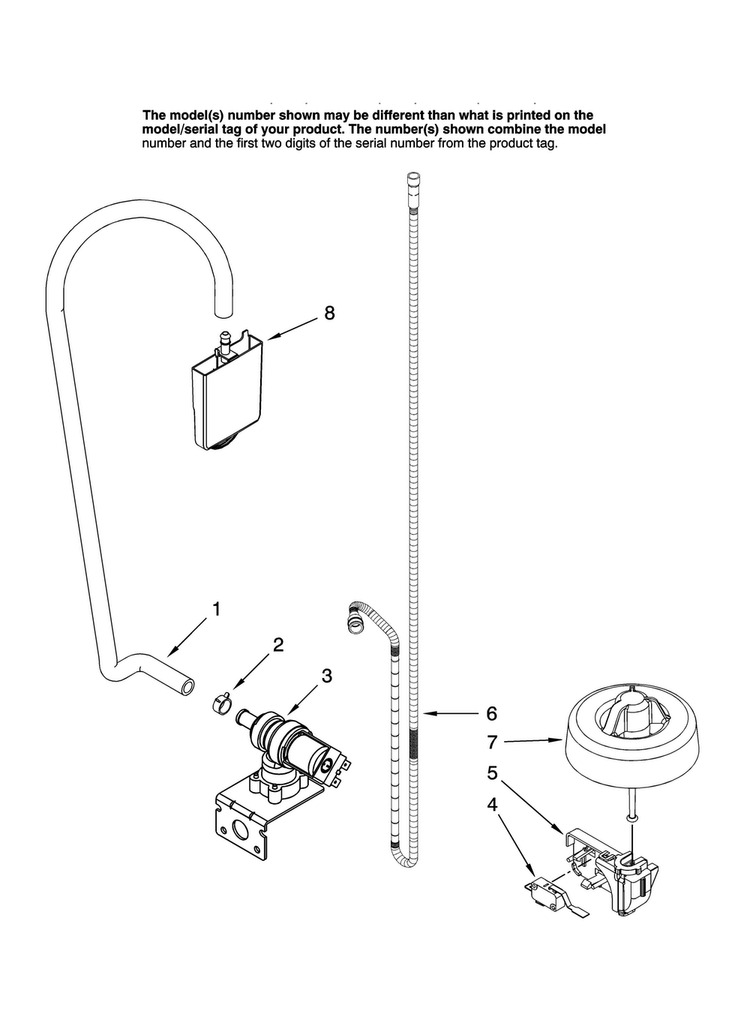 Fill And Overfill Parts Diagram and Parts List for MDB4651AWB42  Maytag Dishwasher