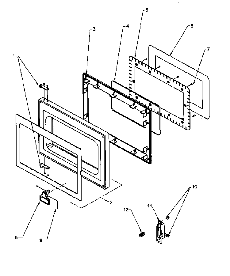 Door Diagram and Parts List for DEFS-7EVP P4020005301 Amana Microwave