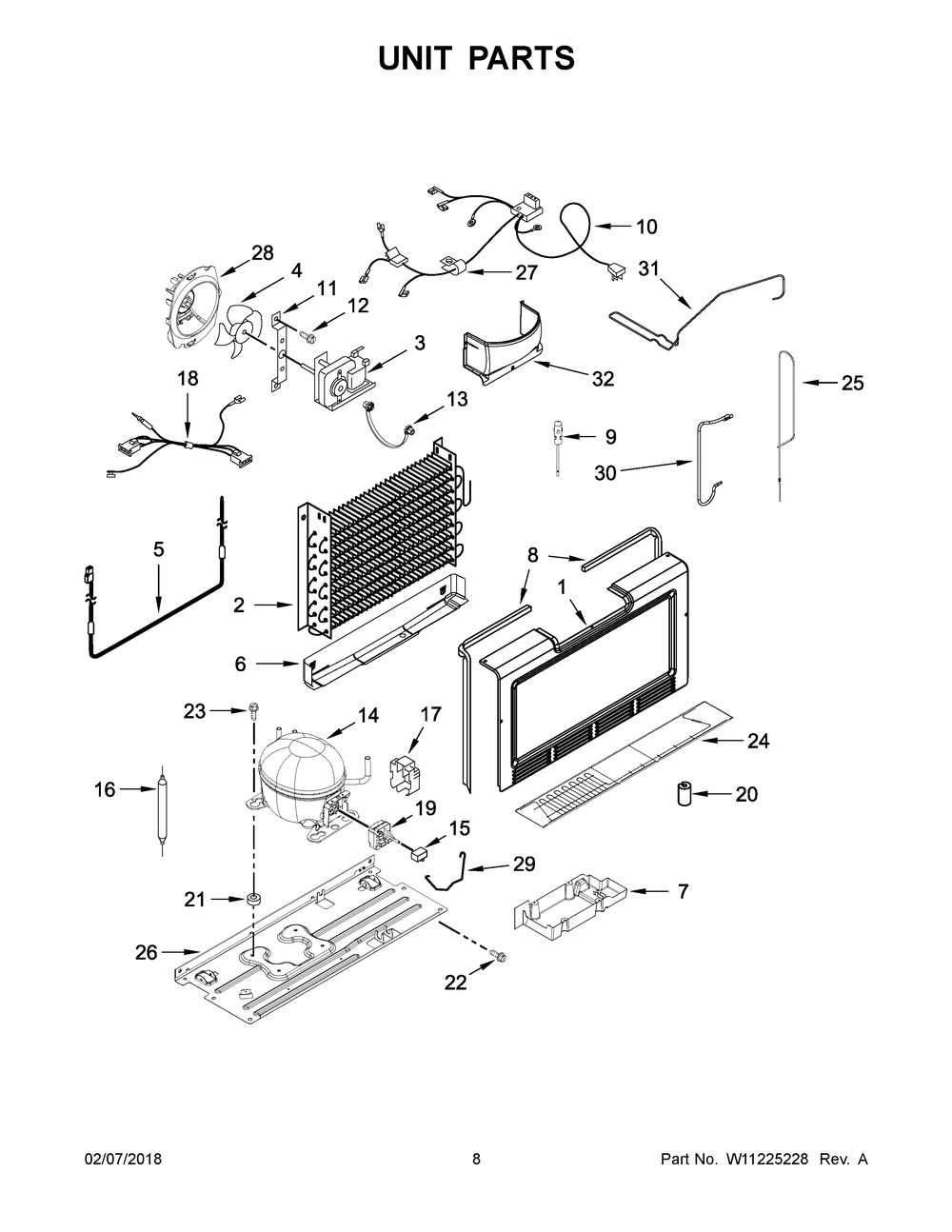 Unit Parts Diagram and Parts List for AZF33X16DW04  Maytag Freezer