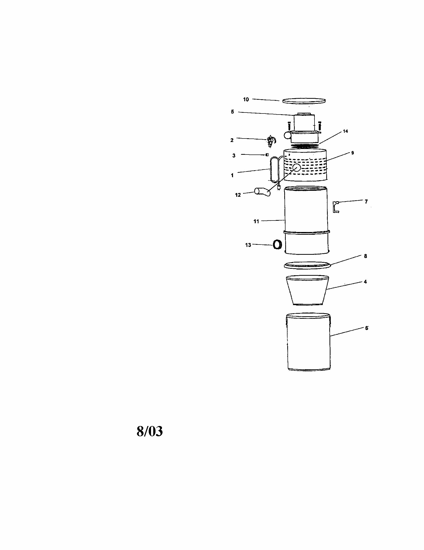C.v.s. Canister (11" And 14" Dia) Diagram and Parts List for S5610-070  Hoover Canister Vacuum
