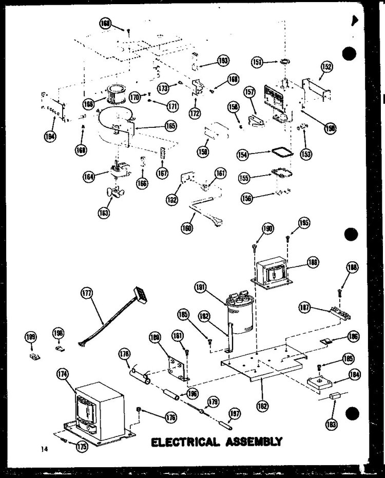 Electrical Assembly Diagram and Parts List for RC10A-DD P72091-3M Amana Microwave