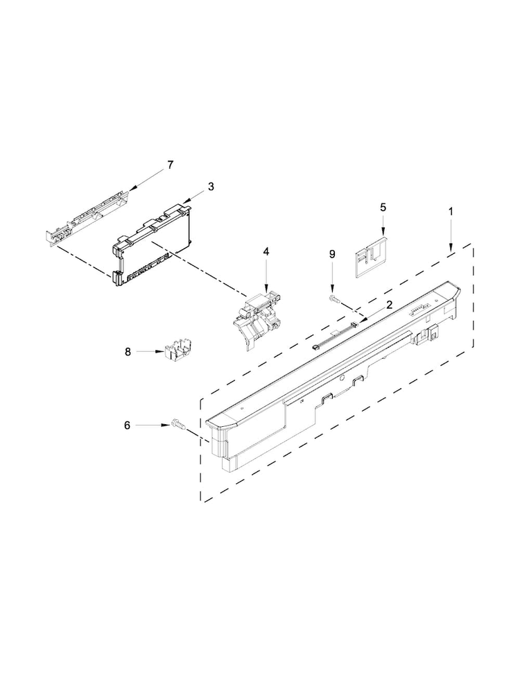 Control Panel And Latch Parts Diagram and Parts List for MDB8959SBB3  Maytag Dishwasher