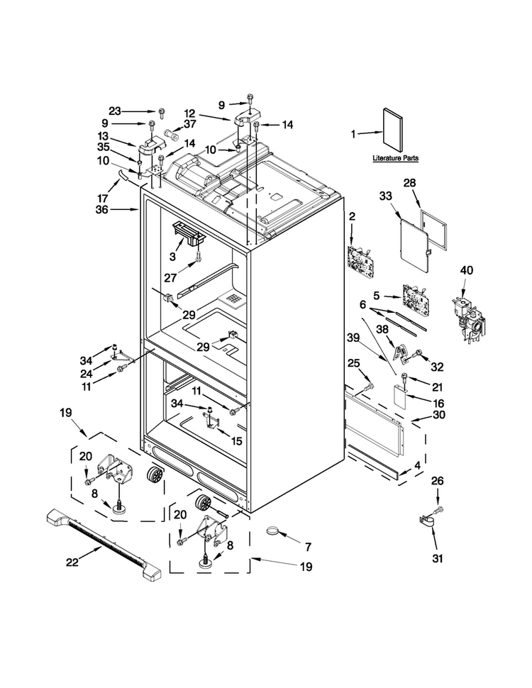 Cabinet Parts Diagram and Parts List for MFT2672AEW10  Maytag Refrigerator