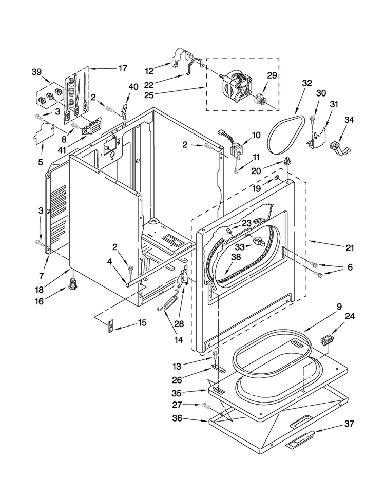 Cabinet Parts Diagram and Parts List for 7MMEP0080WW1  Maytag Dryer