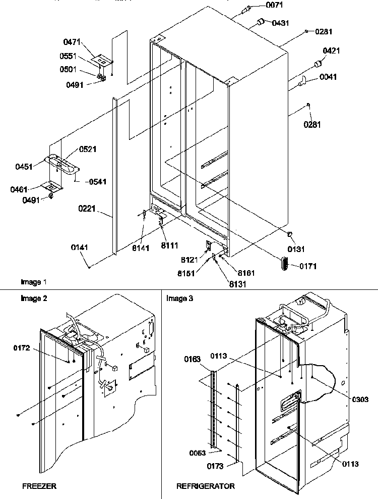 Cabinet Back Diagram and Parts List for SCD22TBL-P1303511WL  Amana Refrigerator