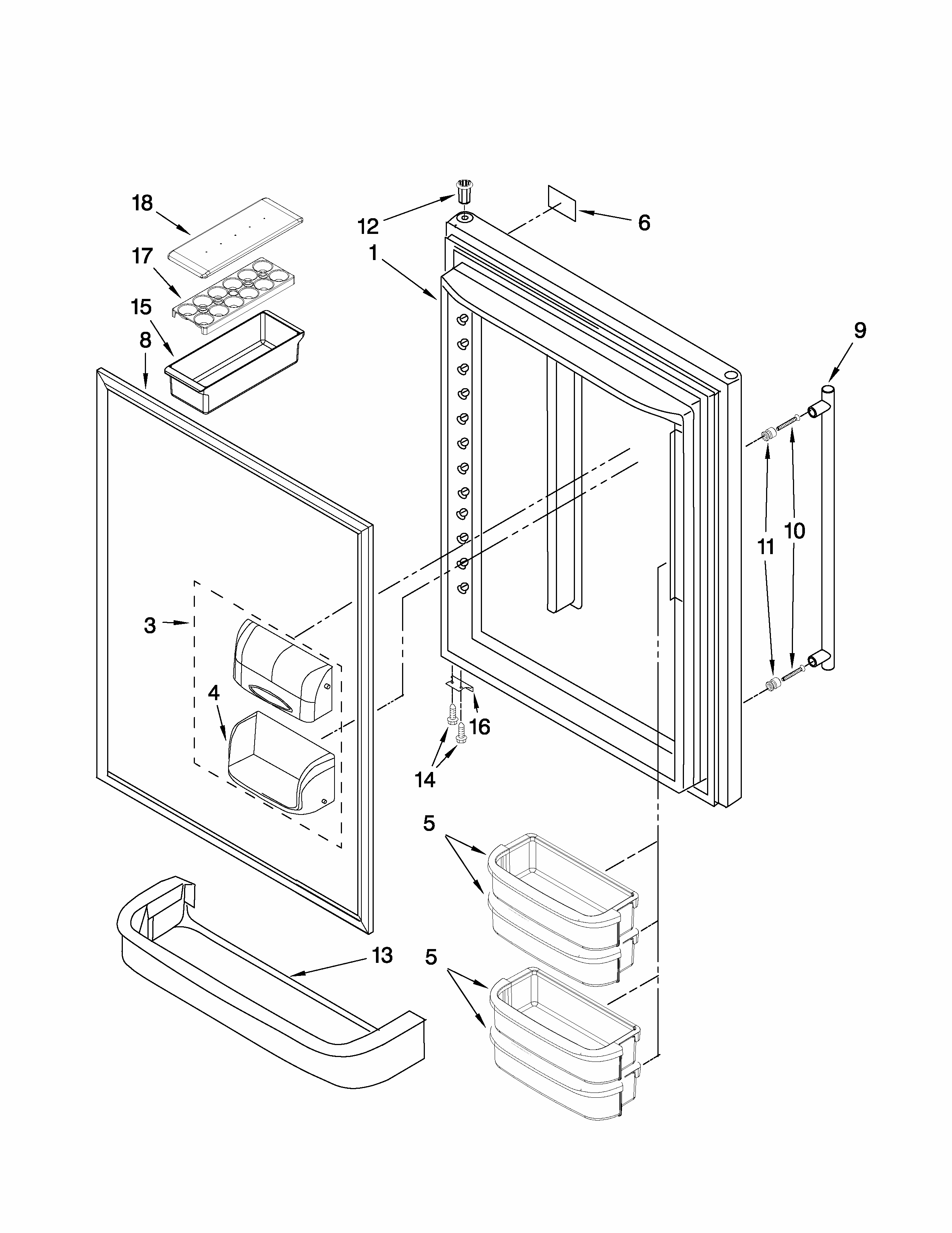 Refrigerator Door Parts Diagram and Parts List for GB2526LEKS3  Amana Refrigerator