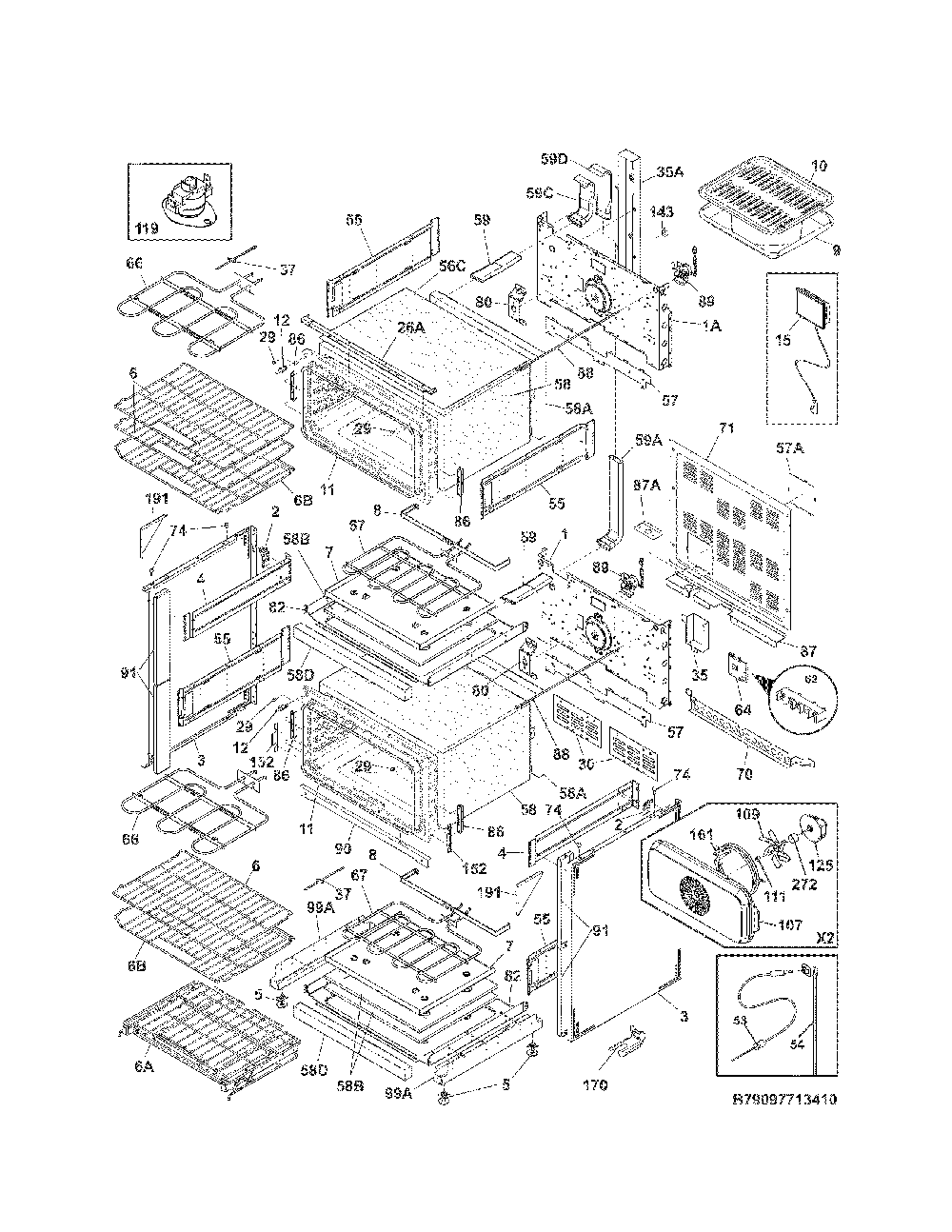 Body Diagram and Parts List for 79097723410  Kenmore Range