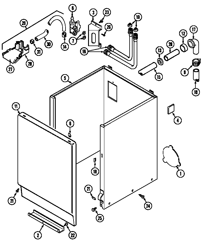 Cabinet Diagram and Parts List for LAT8014ABL  Maytag Washer