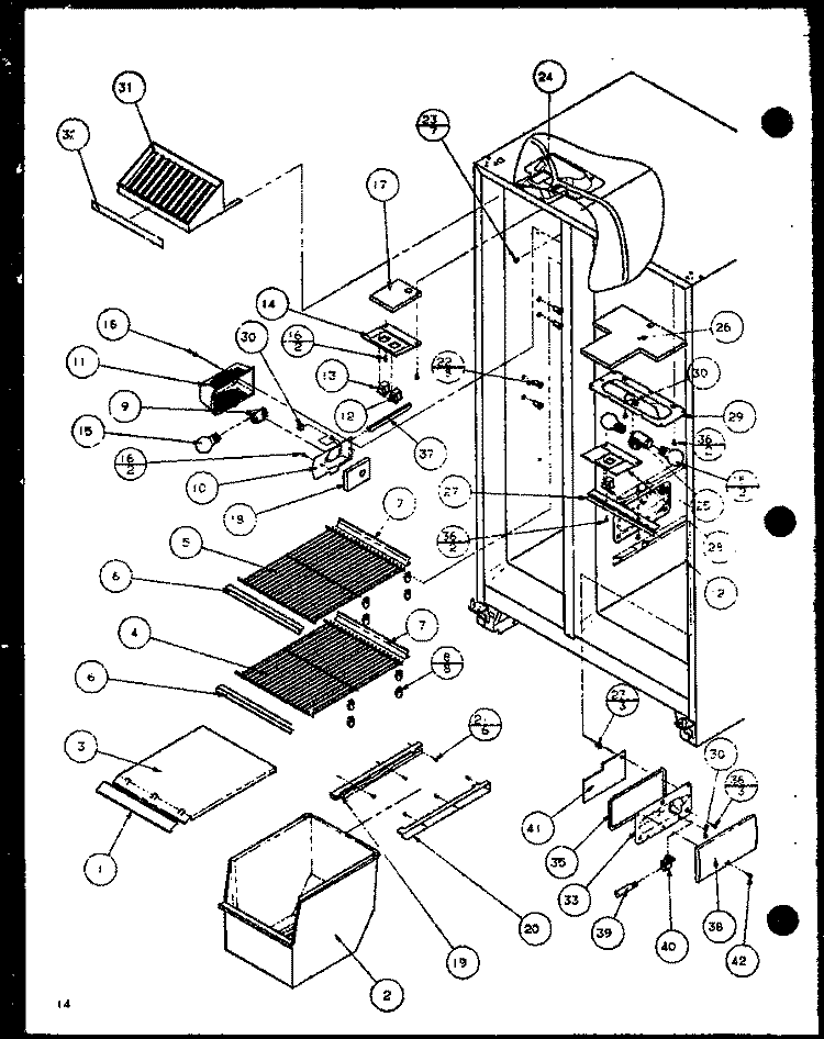 FZ SHELVING AND REF LIGHT Diagram and Parts List for SLD25M2W P1121107W W Amana Refrigerator