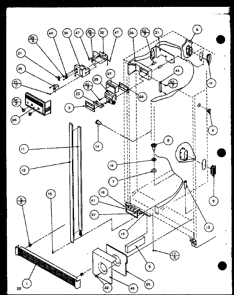 REF / FZ CONTROLS AND CABINET PARTS Diagram and Parts List for SLD25M2W P1121107W W Amana Refrigerator