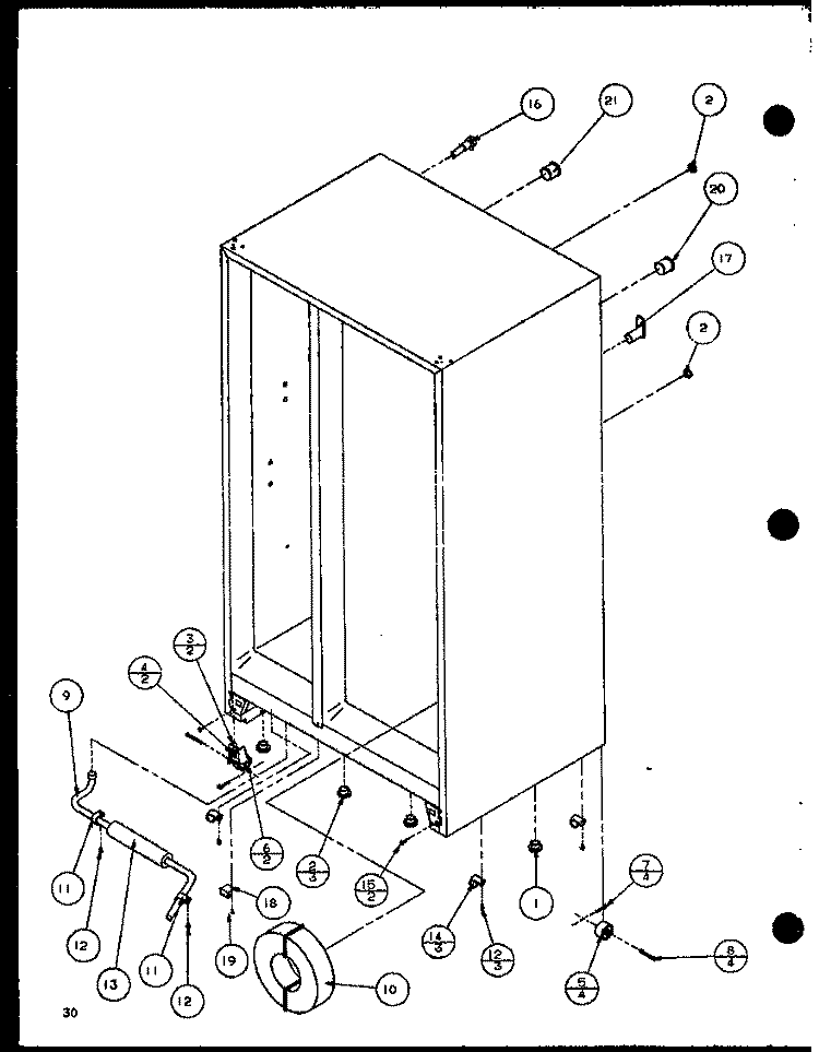 DRAIN AND ROLLERS Diagram and Parts List for SLD25M2W P1121107W W Amana Refrigerator