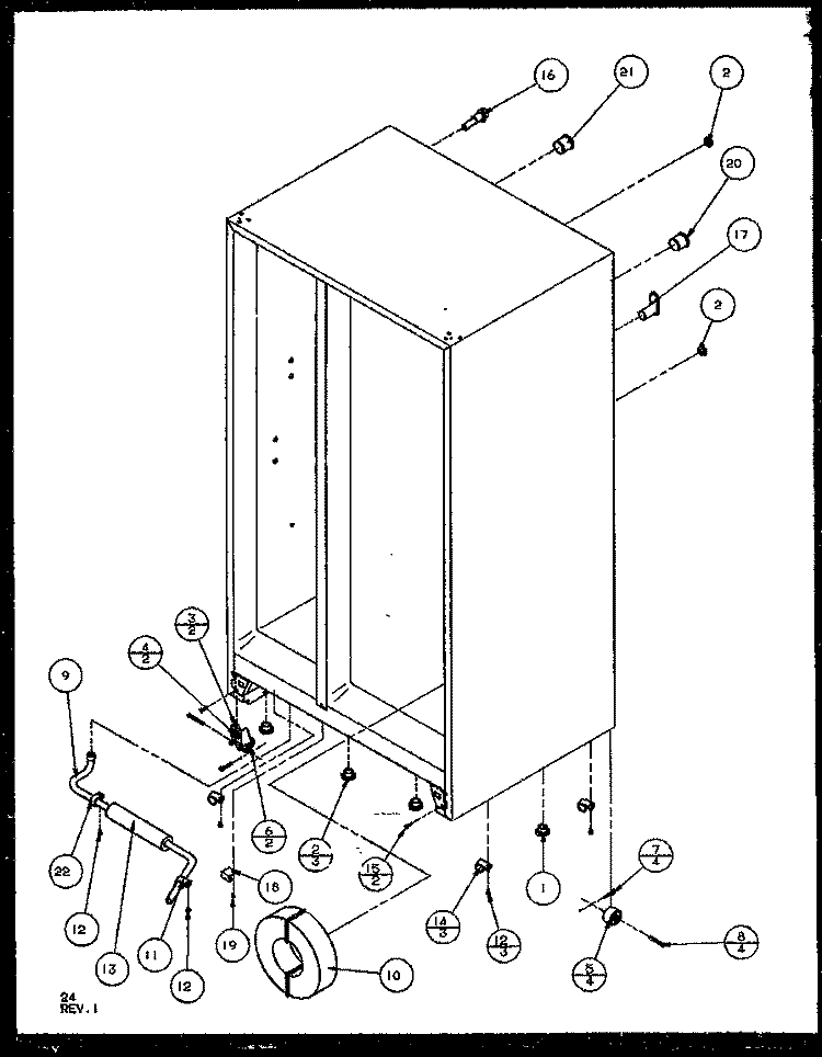 DRAIN AND ROLLERS Diagram and Parts List for SQD25MB3L P1153404W L Amana Refrigerator