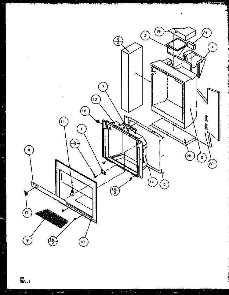 ICE AND WATER CAVITY Diagram and Parts List for SQD25MB3L P1153404W L Amana Refrigerator