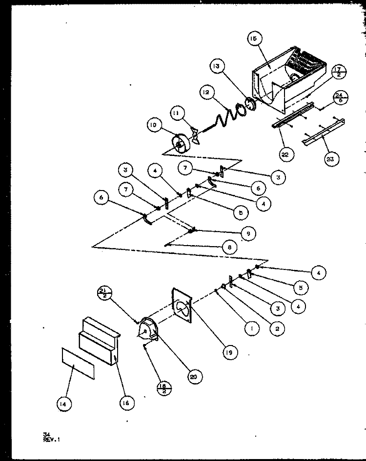 CRUSHED ICE BUCKET Diagram and Parts List for SQD25MB3L P1153404W L Amana Refrigerator