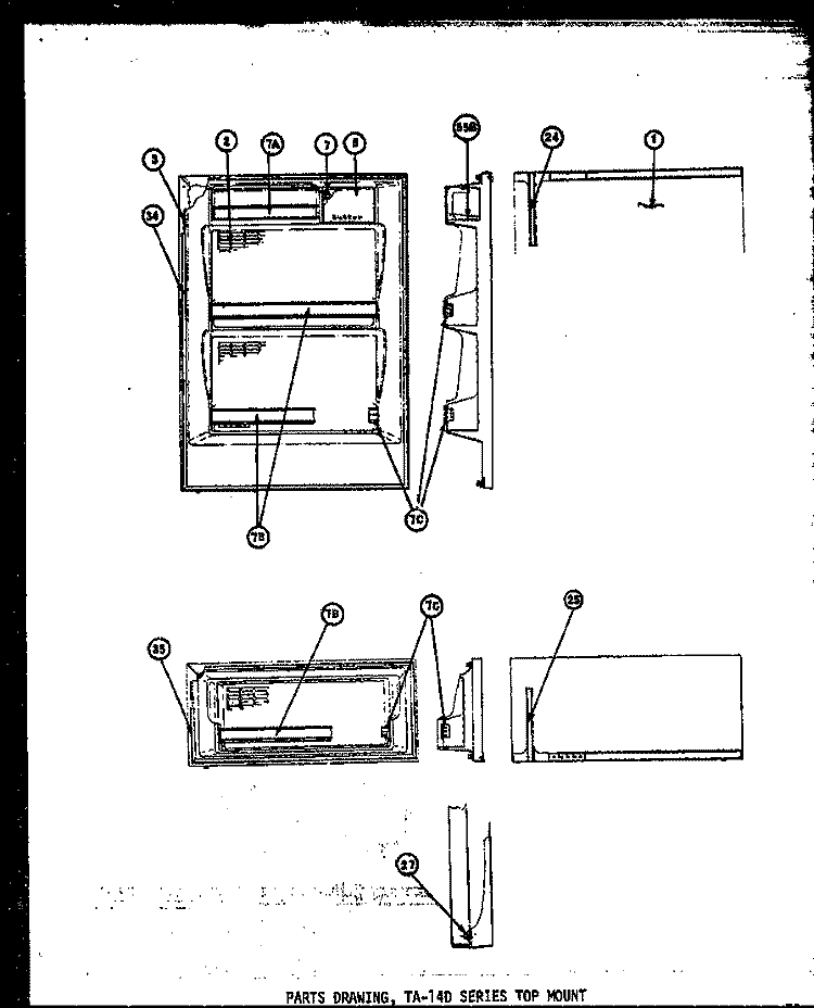 Page 1 Diagram and Parts List for TA-14D  Amana Refrigerator