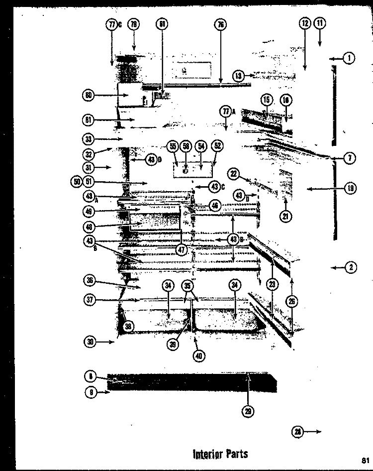INTERIOR PARTS Diagram and Parts List for TCI-19D  Amana Refrigerator